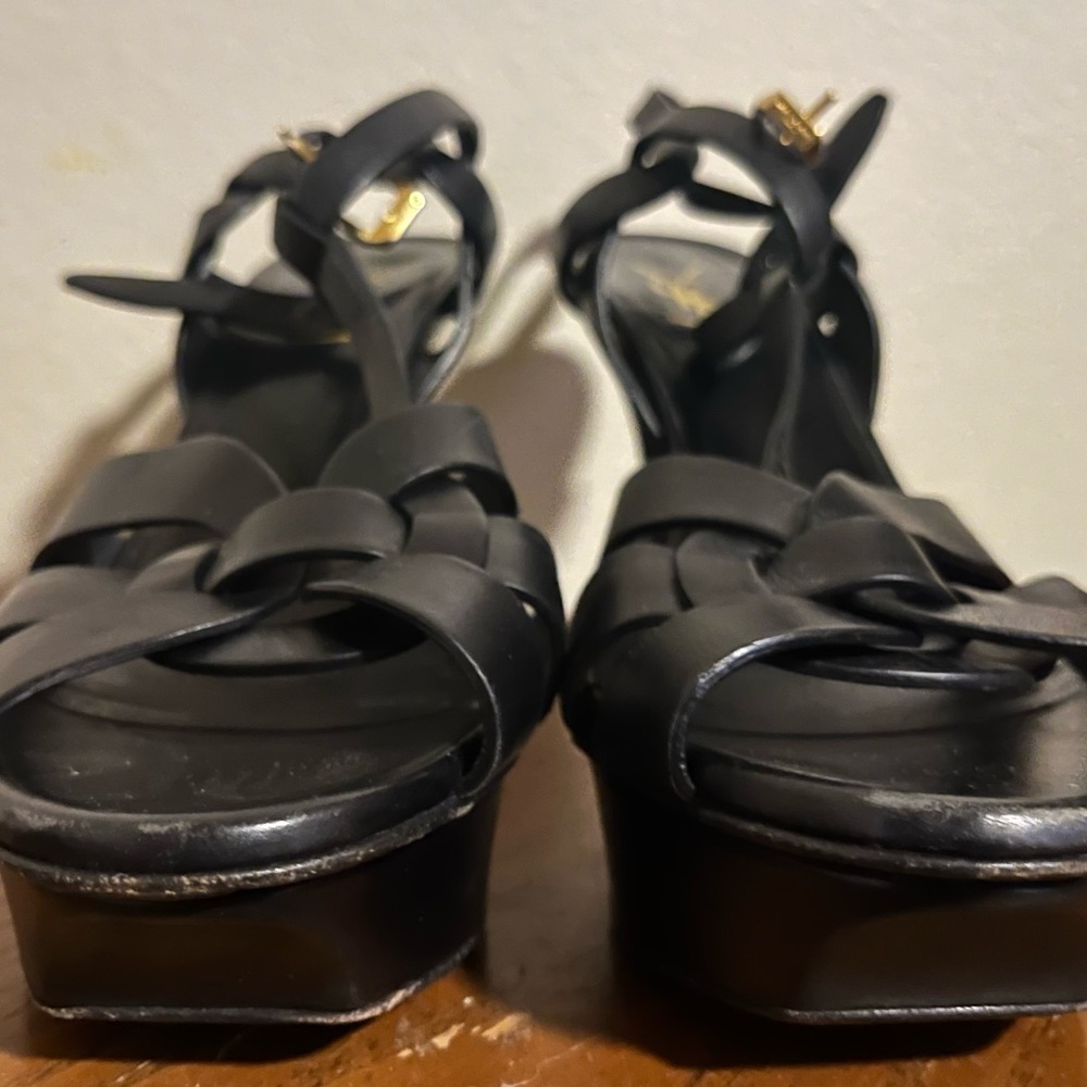 Saint Laurent Black Heels with Strappy Design and Platform Sole - Picture 5 of 7